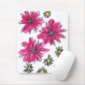 Whimsical Pink and White Flowers Muismat (Met muis)
