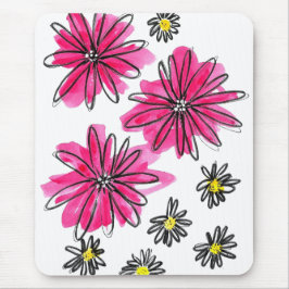 Whimsical Pink and White Flowers Muismat