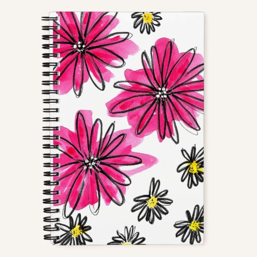 Whimsical Pink and White Flowers Notitieboek (Voorkant)