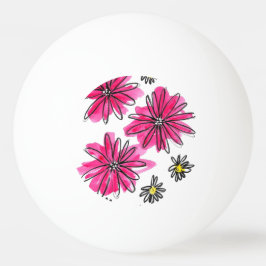 Whimsical Pink and White Flowers Pingpongbal