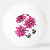 Whimsical Pink and White Flowers Pingpongbal (Achterkant)