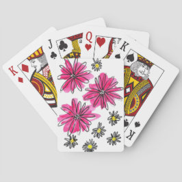 Whimsical Pink and White Flowers Pokerkaarten