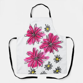 Whimsical Pink and White Flowers Schort