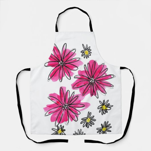 Whimsical Pink and White Flowers Schort (Voorkant)