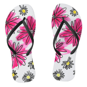Whimsical Pink and White Flowers Teenslippers
