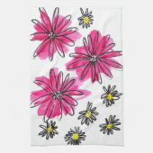 Whimsical Pink and White Flowers Theedoek (Verticaal)