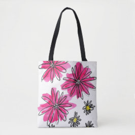 Whimsical Pink and White Flowers Tote Bag