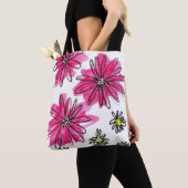 Whimsical Pink and White Flowers Tote Bag (Dichtbij)