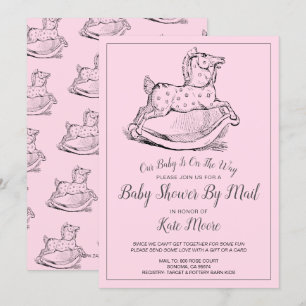 Whimsical Pink Baby Girl Baby shower per post Kaart