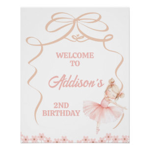 Whimsical Pink Ballerina 2e verjaardag Welkom Perfect Poster