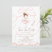 Whimsical Pink Ballerina Twee Tu Leuke Verjaardag Kaart (Staand voorkant)