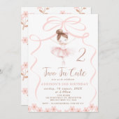 Whimsical Pink Ballerina Twee Tu Leuke Verjaardag Kaart (Voorkant / Achterkant)
