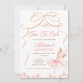 Whimsical Pink Ballerina Two Tu Schattige 2e verja Kaart (Voorkant)