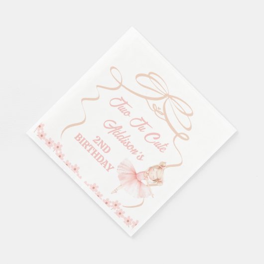 Whimsical Pink Ballerina Two Tu Schattige 2e verja Servet (Hoek)