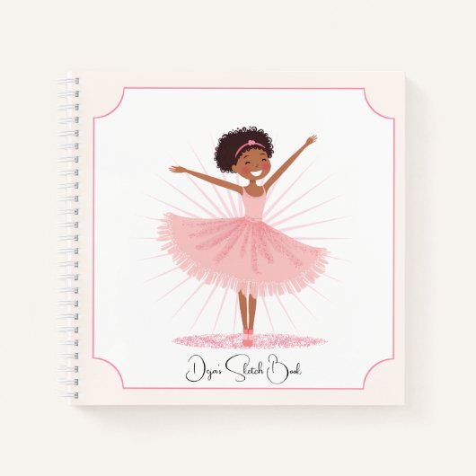 Whimsical Pink Ballet Dancer Notitieboek (Voorkant)