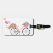 Whimsical Pink Bicycle Bagagelabel (Voorkant horizontaal)
