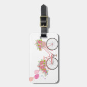 Whimsical Pink Bicycle Bagagelabel (Voorkant verticaal)