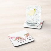 Whimsical Pink Bicycle Bier Onderzetter (Rechterzijde)