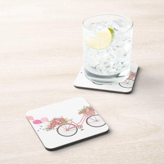 Whimsical Pink Bicycle Bier Onderzetter (Rechterzijde)