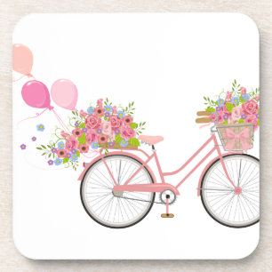 Whimsical Pink Bicycle Bier Onderzetter
