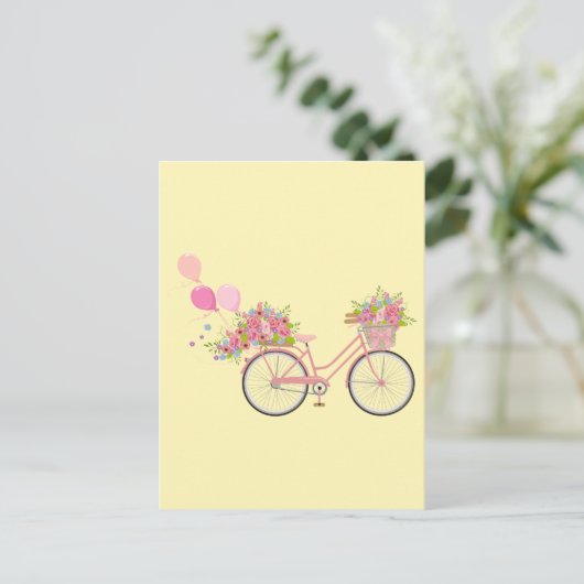 Whimsical Pink Bicycle Briefkaart (Staand voorkant)
