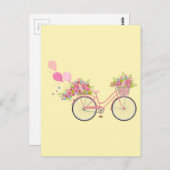 Whimsical Pink Bicycle Briefkaart (Voorkant / Achterkant)
