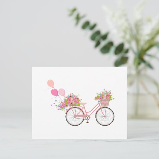 Whimsical Pink Bicycle Briefkaart (Staand voorkant)
