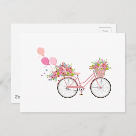 Whimsical Pink Bicycle Briefkaart (Voorkant / Achterkant)