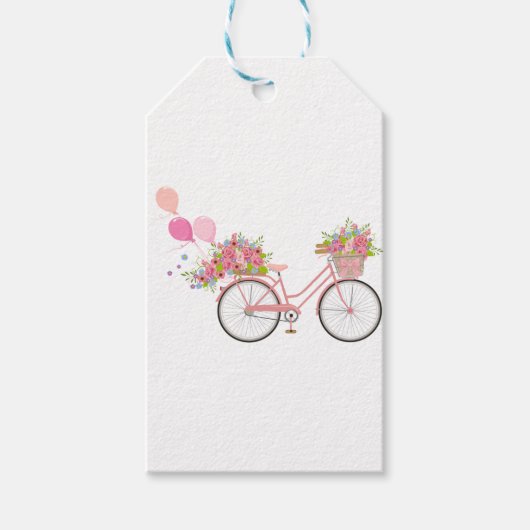 Whimsical Pink Bicycle Cadeaulabel (Voorkant)