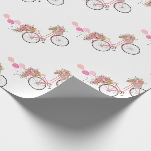 Whimsical Pink Bicycle Cadeaupapier (Hoek)