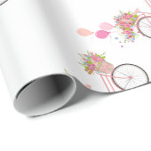 Whimsical Pink Bicycle Cadeaupapier (Rol Hoek)
