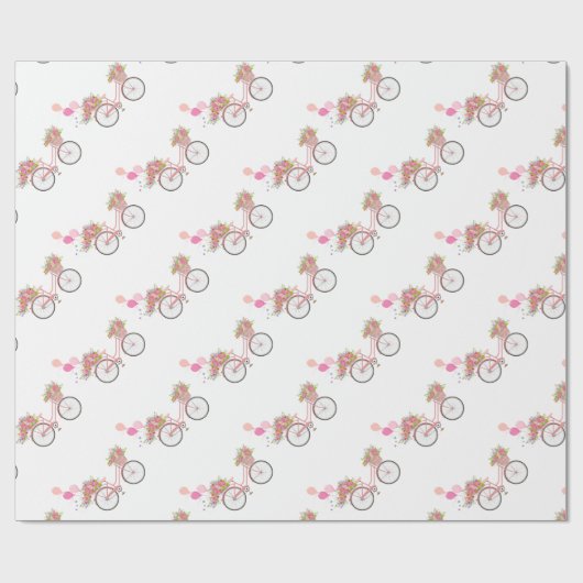 Whimsical Pink Bicycle Cadeaupapier (Vlak)