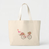 Whimsical Pink Bicycle Grote Tote Bag (Voorkant)
