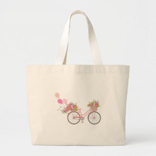 Whimsical Pink Bicycle Grote Tote Bag