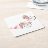 Whimsical Pink Bicycle Kartonnen Onderzetters (Schuin)