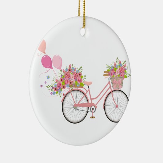 Whimsical Pink Bicycle Keramisch Ornament (Rechts)
