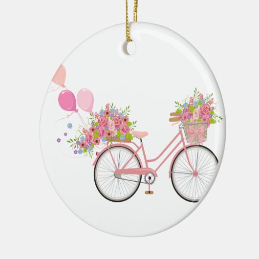 Whimsical Pink Bicycle Keramisch Ornament (Links)