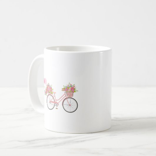 Whimsical Pink Bicycle Koffiemok (Voorkant links)