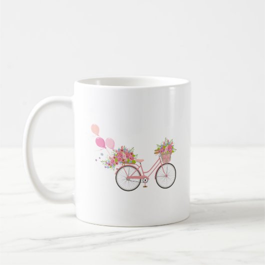Whimsical Pink Bicycle Koffiemok (Links)