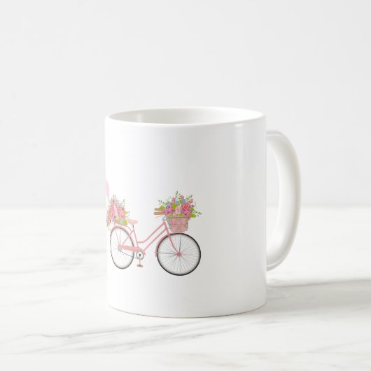 Whimsical Pink Bicycle Koffiemok (Voorkant rechts)