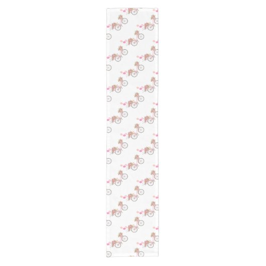 Whimsical Pink Bicycle Korte Tafelloper (Voorkant)