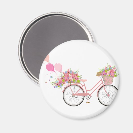 Whimsical Pink Bicycle Magneet (Voorkant / Achterkant)