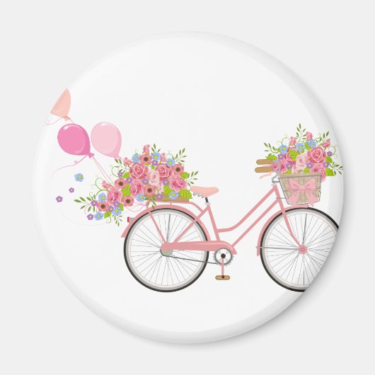 Whimsical Pink Bicycle Magneet (Voorkant)