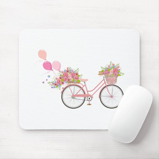 Whimsical Pink Bicycle Muismat (Met muis)