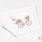 Whimsical Pink Bicycle Ovale Sticker (Envelop)