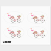 Whimsical Pink Bicycle Ovale Sticker (Vel)