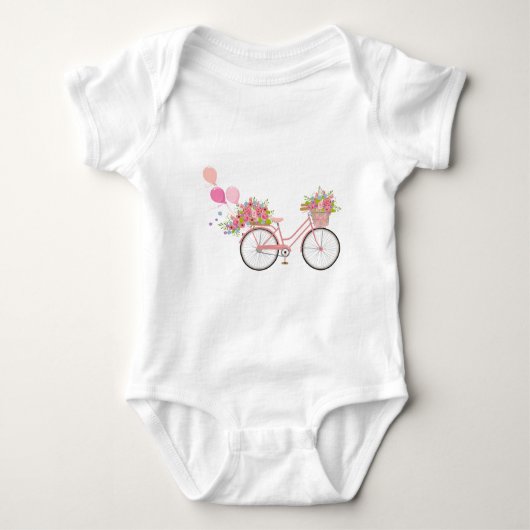 Whimsical Pink Bicycle Romper (Voorkant)