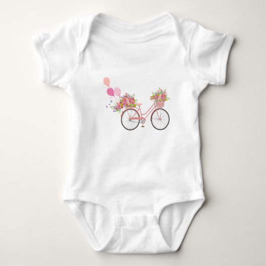 Whimsical Pink Bicycle Romper (Voorkant)