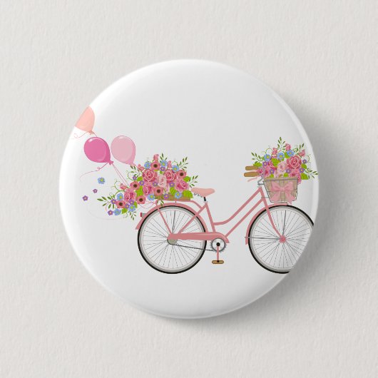 Whimsical Pink Bicycle Ronde Button 5,7 Cm (Voorkant)
