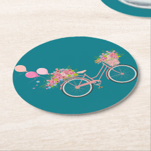 Whimsical Pink Bicycle Ronde Kartonnen Onderzetter